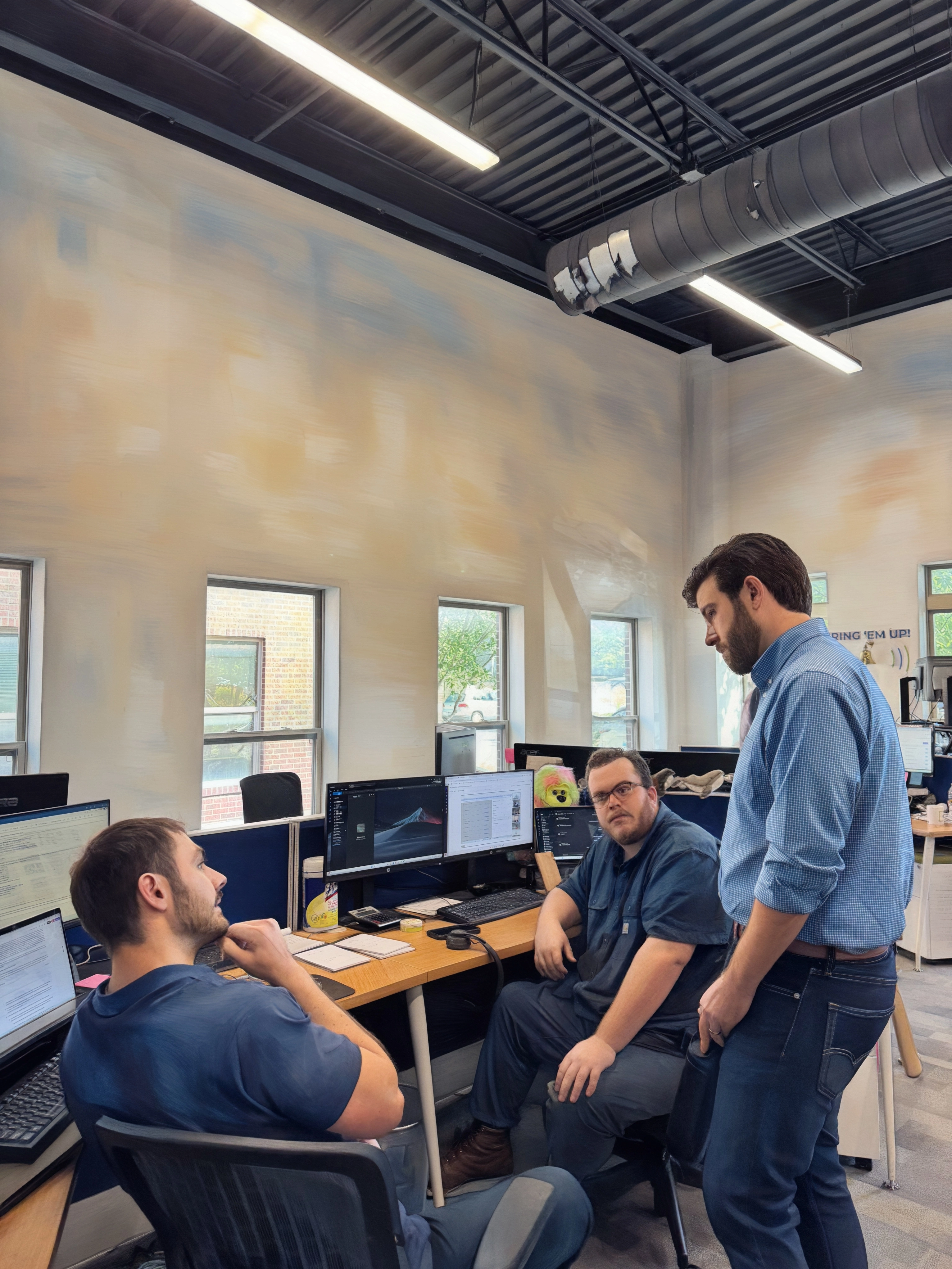 Team meeting in modern office.