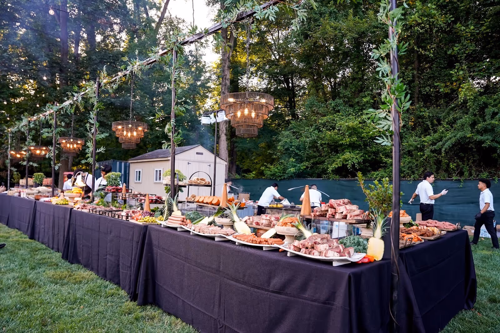 setup of food at men's volunteer annual appreciation event