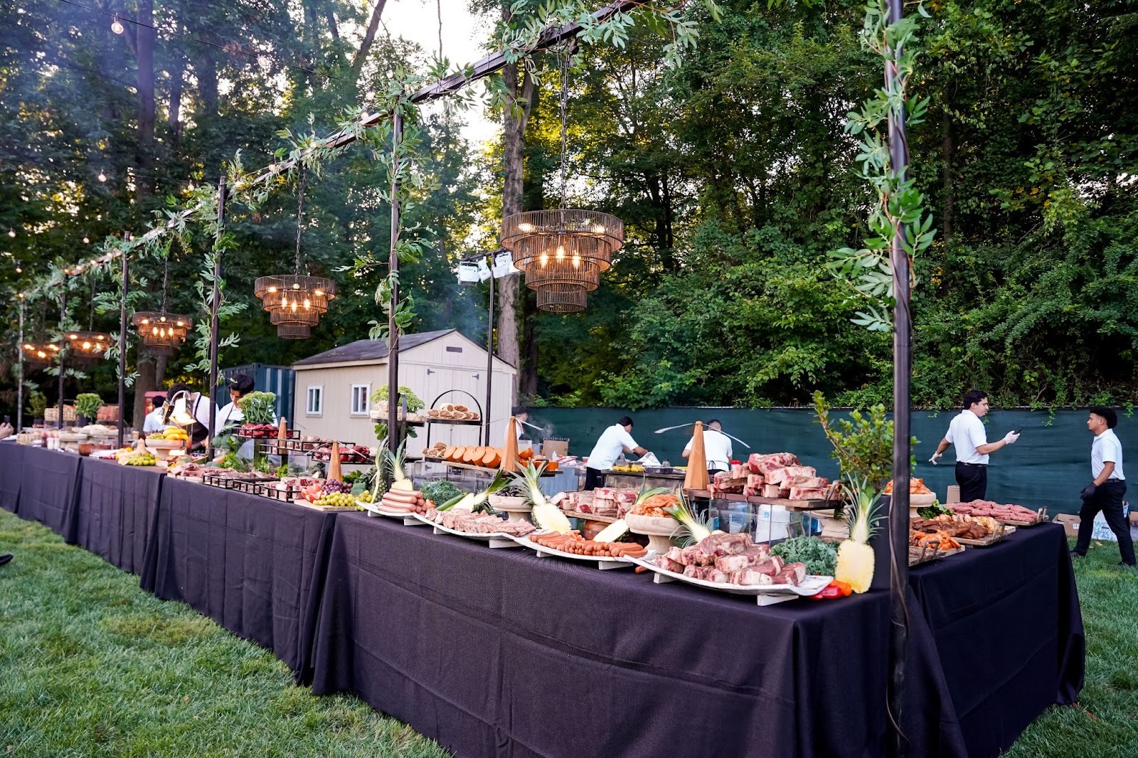 setup of food at men's volunteer annual appreciation event