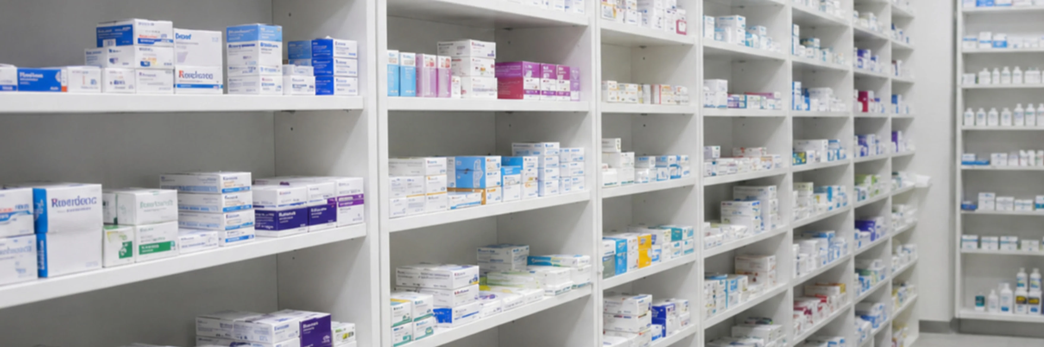 Stocked over-the-counter medicine shelves at a Chesed 24/7 community Medicine Chest location