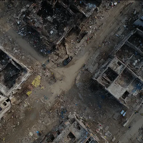 Aerial image of a disaster zone