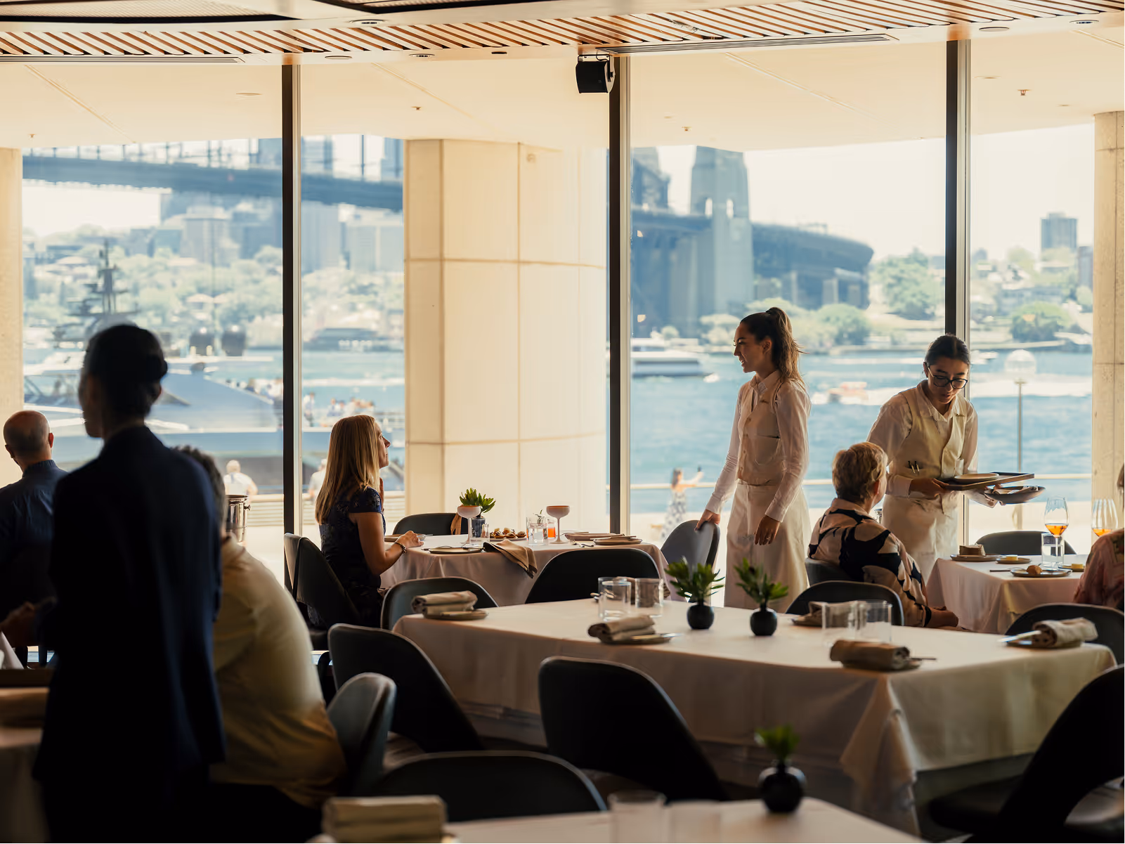 Person in white clothing using a stylus on a tablet while sitting on a red velvet chair beside a small table with a potted plant.