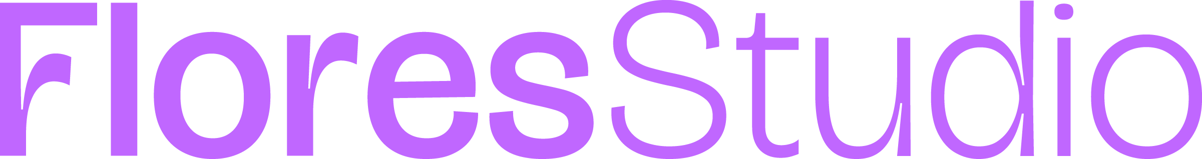 Logo mit dem Schriftzug FloresStudio in violetter Farbe.