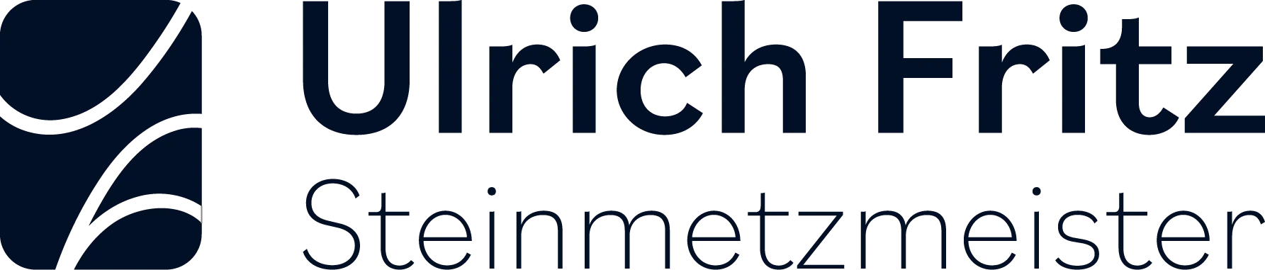 Logo von Ulrich Fritz mit dem Titel Steinmetzmeister in dunkelblauer Farbe.