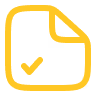 Document icon with a checkmark inside a rounded square border.