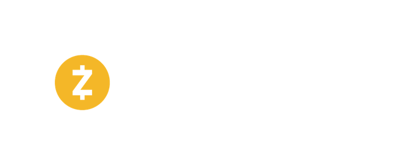 Zcash cryptocurrency logo with a yellow circle and the word Zcash in yellow text.