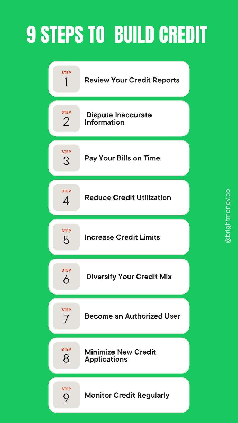 9 steps to build credit with bright money