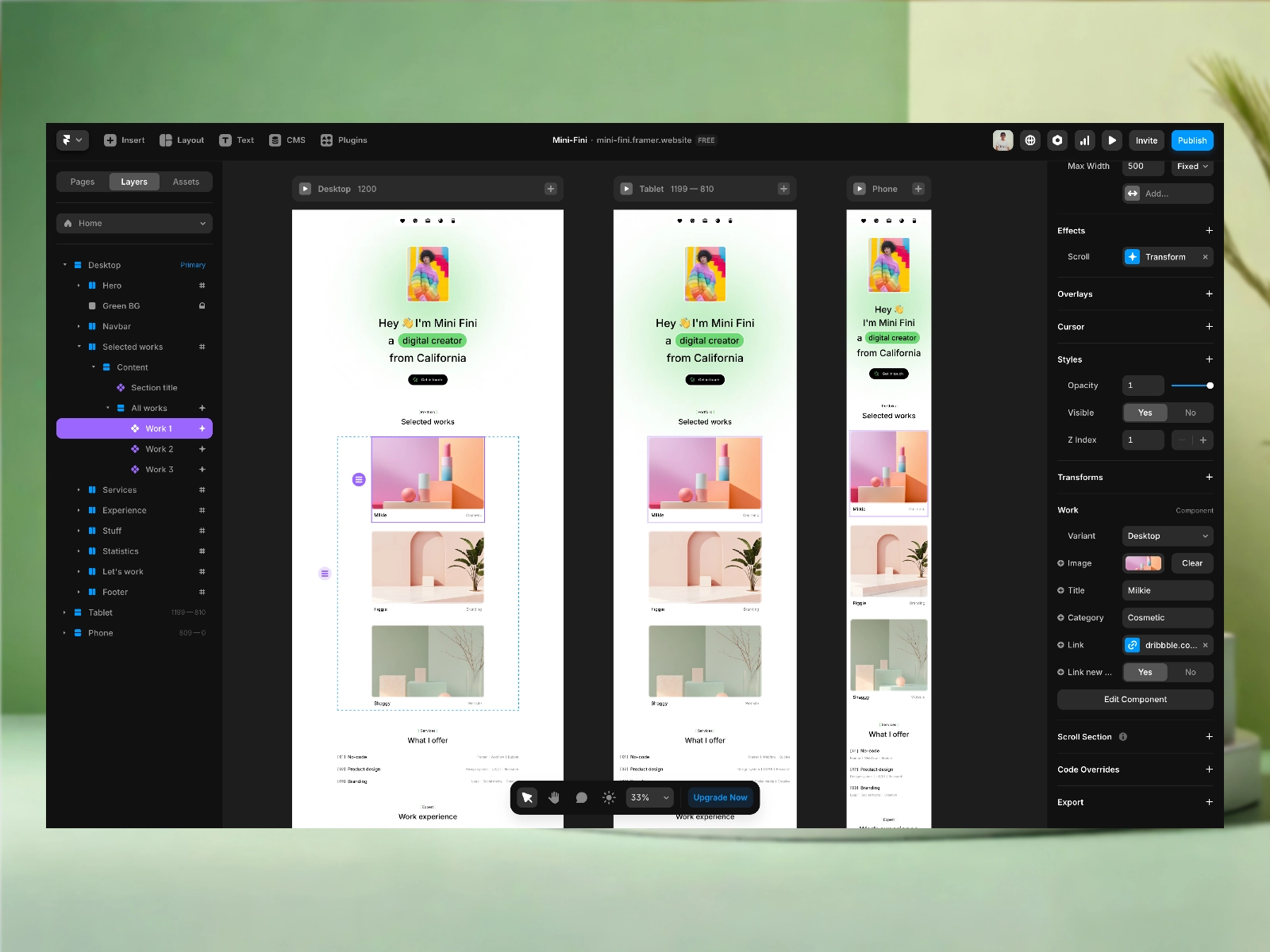 Playful Framer Portfolio Template