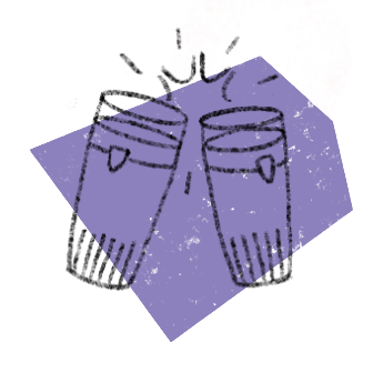 Illustration de deux verres de bière qui tintent ensemble