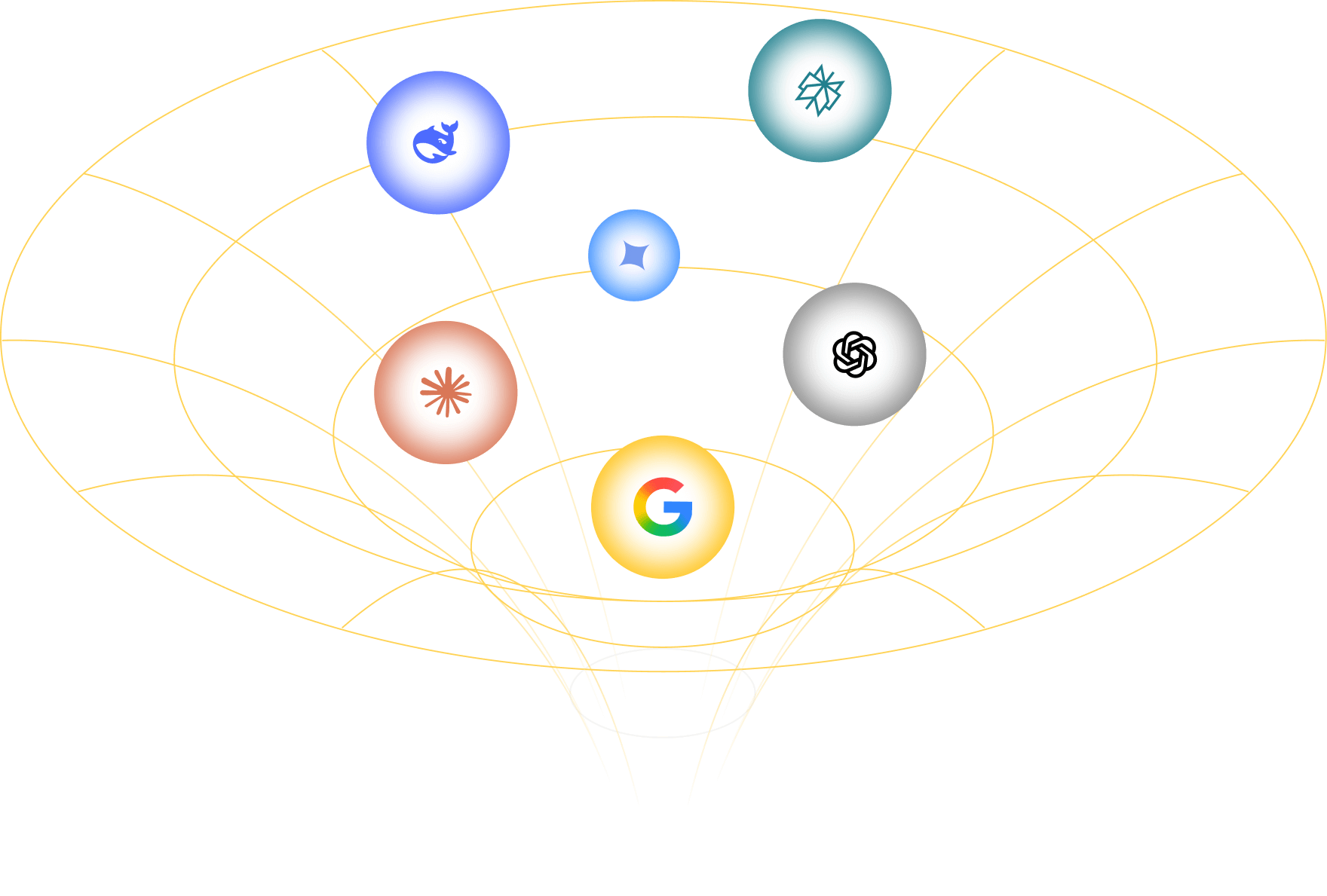 AI Tools and Google Icons converging into one illustration