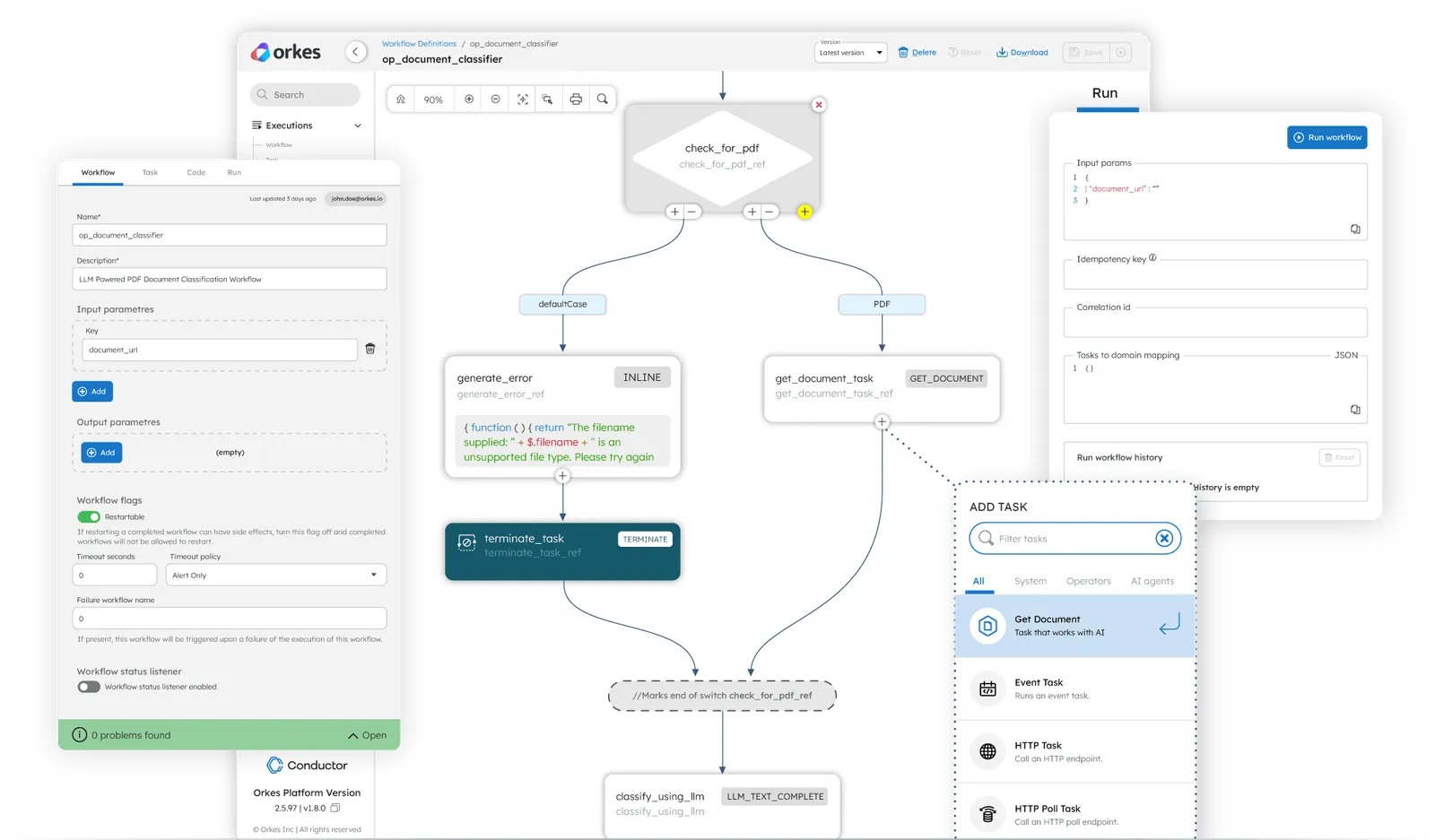 Hero Home page image of conductor workflow UI