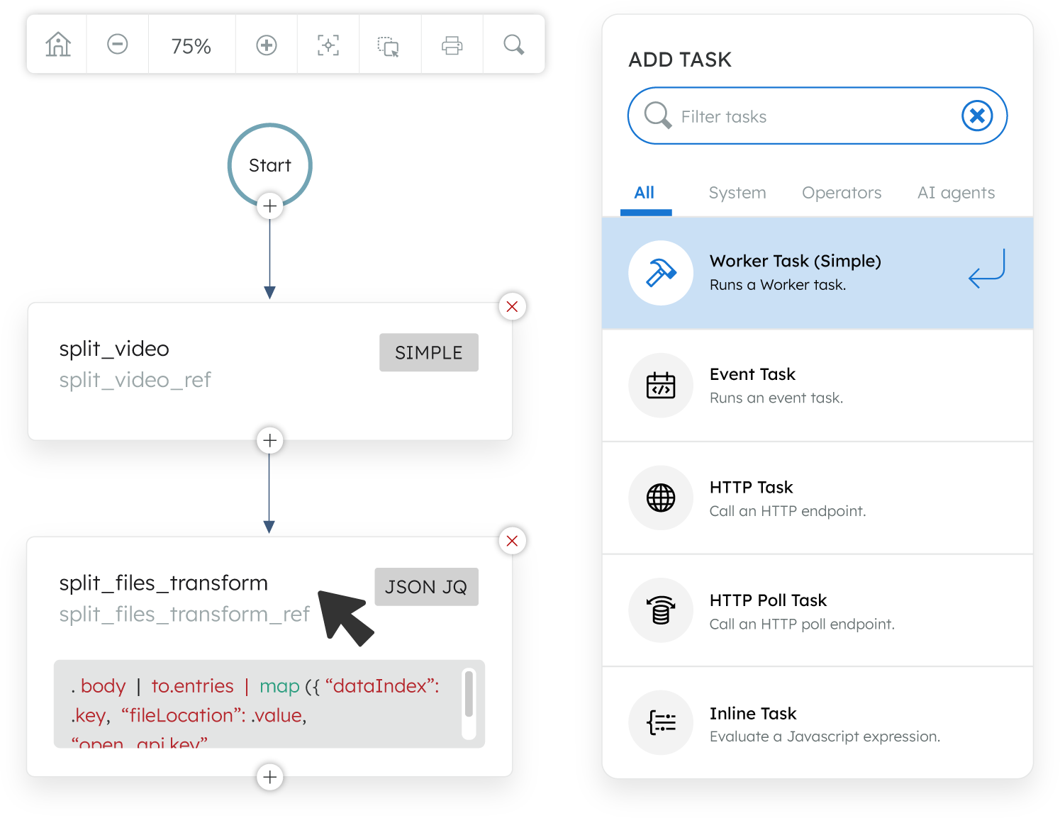 Code visual illustration showing workflow creation process