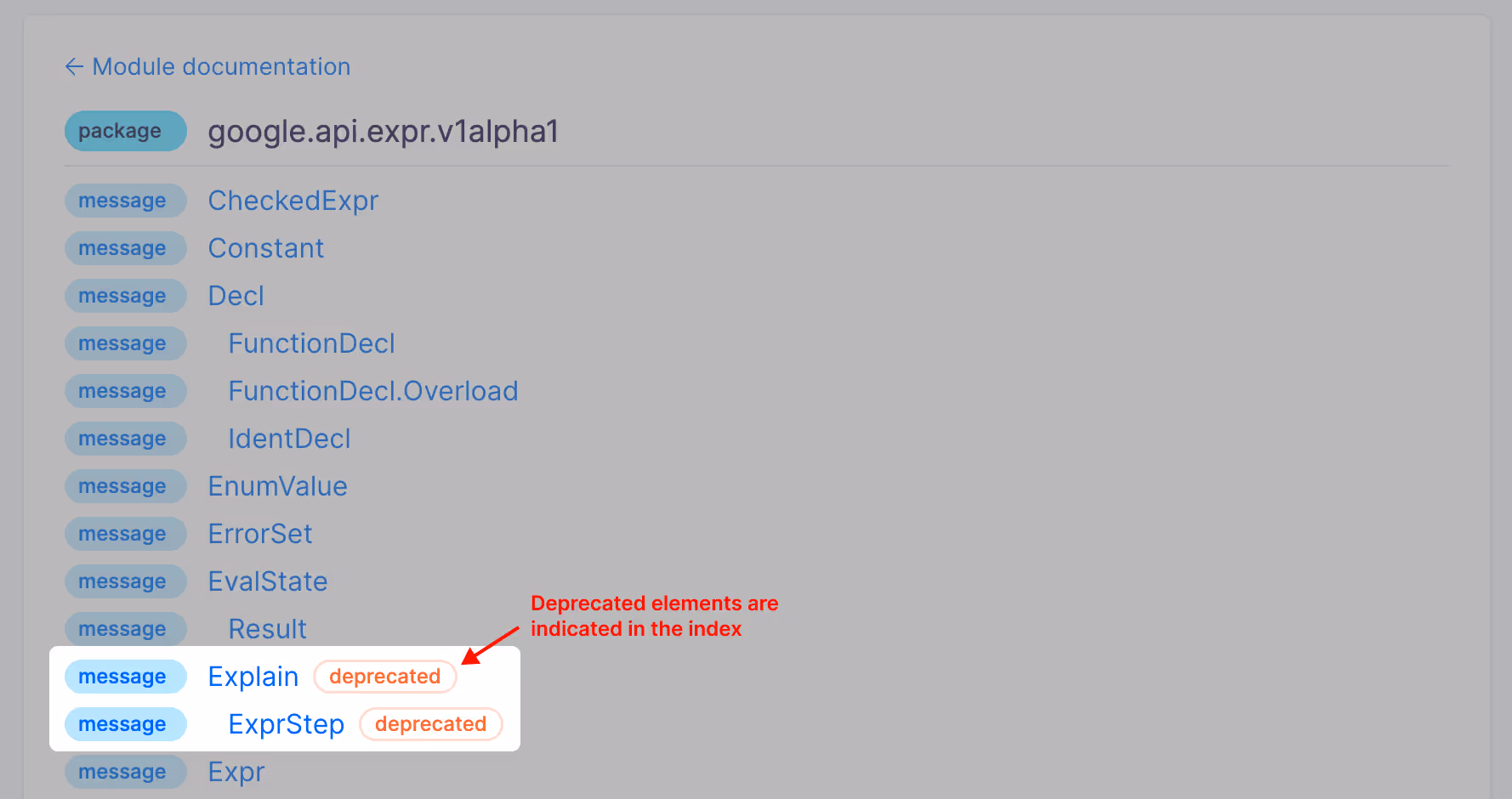 Deprecated option in index