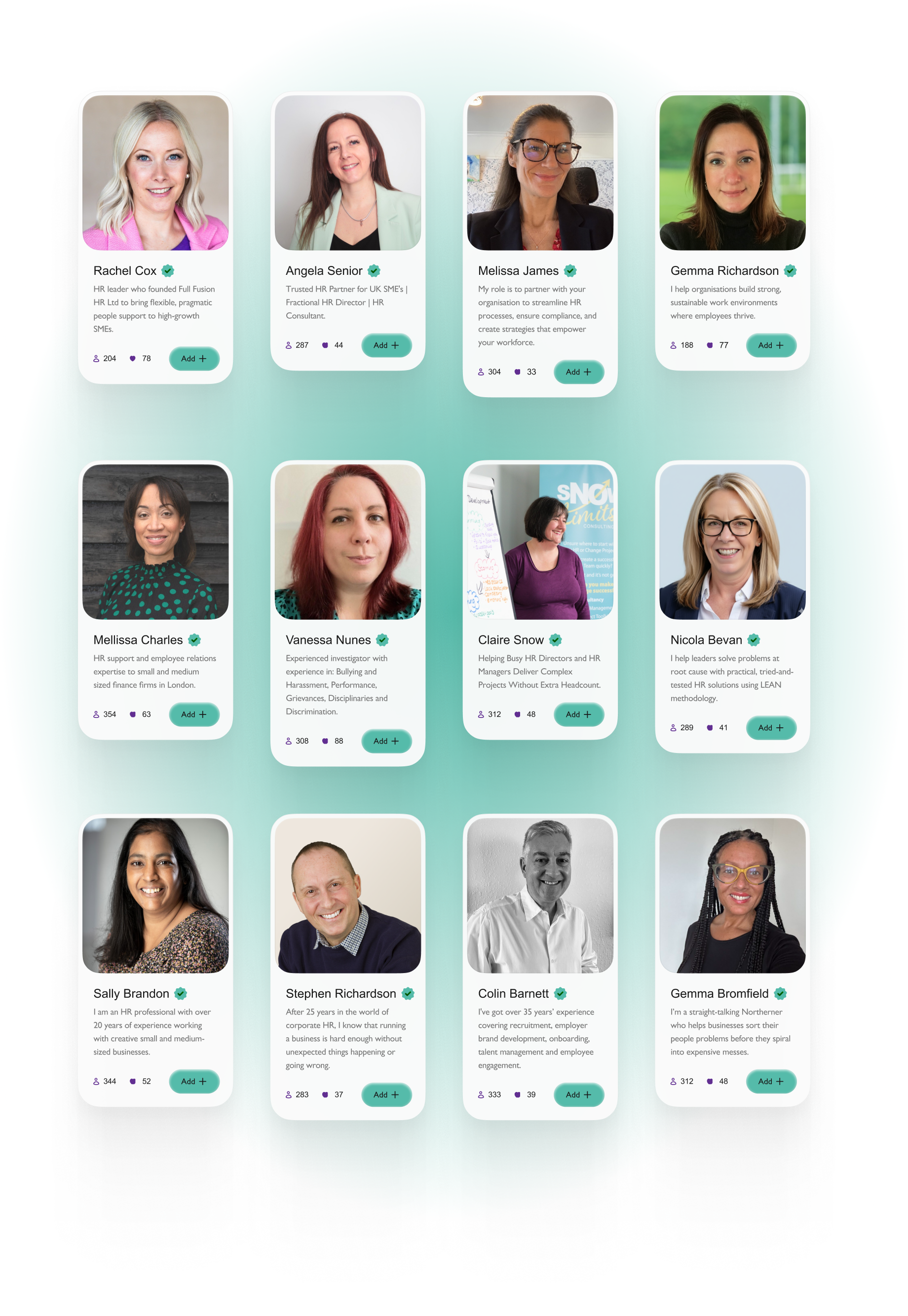 Businesswoman standing and speaking to four colleagues seated at a conference table in a modern office with city views and a screen displaying charts.