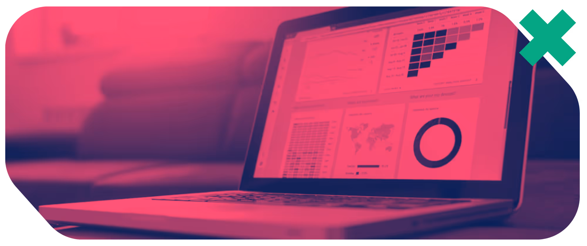 a laptop with a pink screen