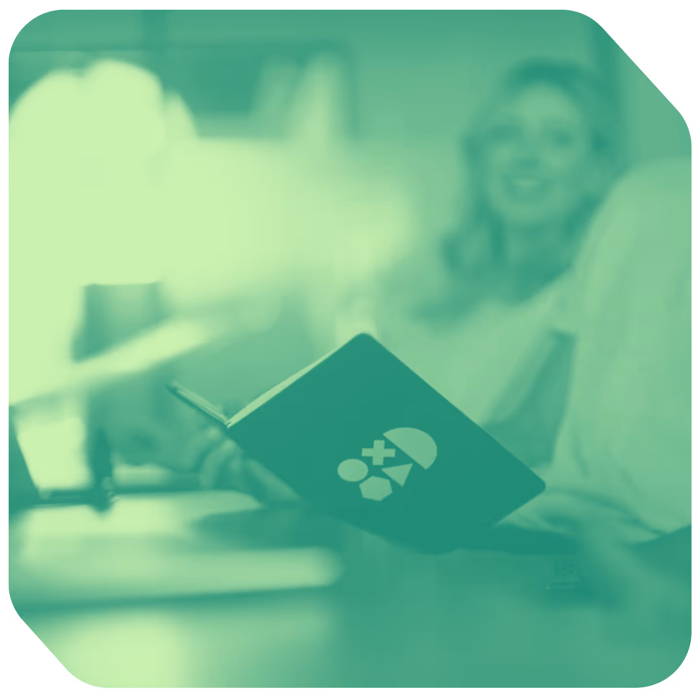 a woman holding a book