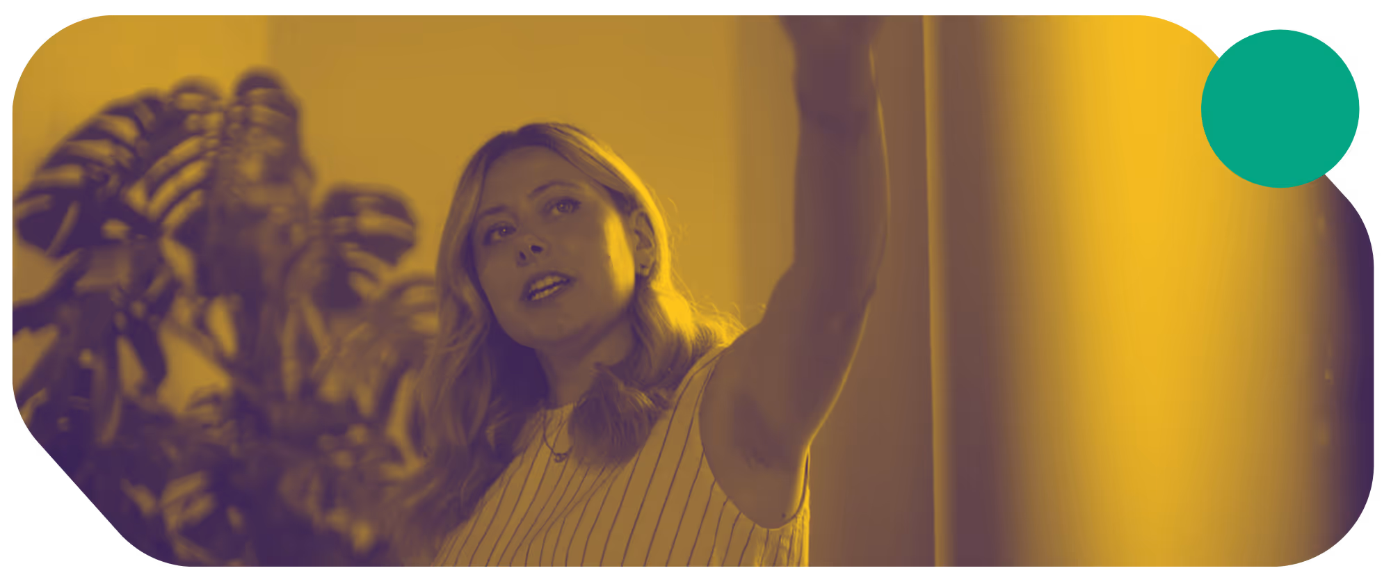 a woman with her arms raised