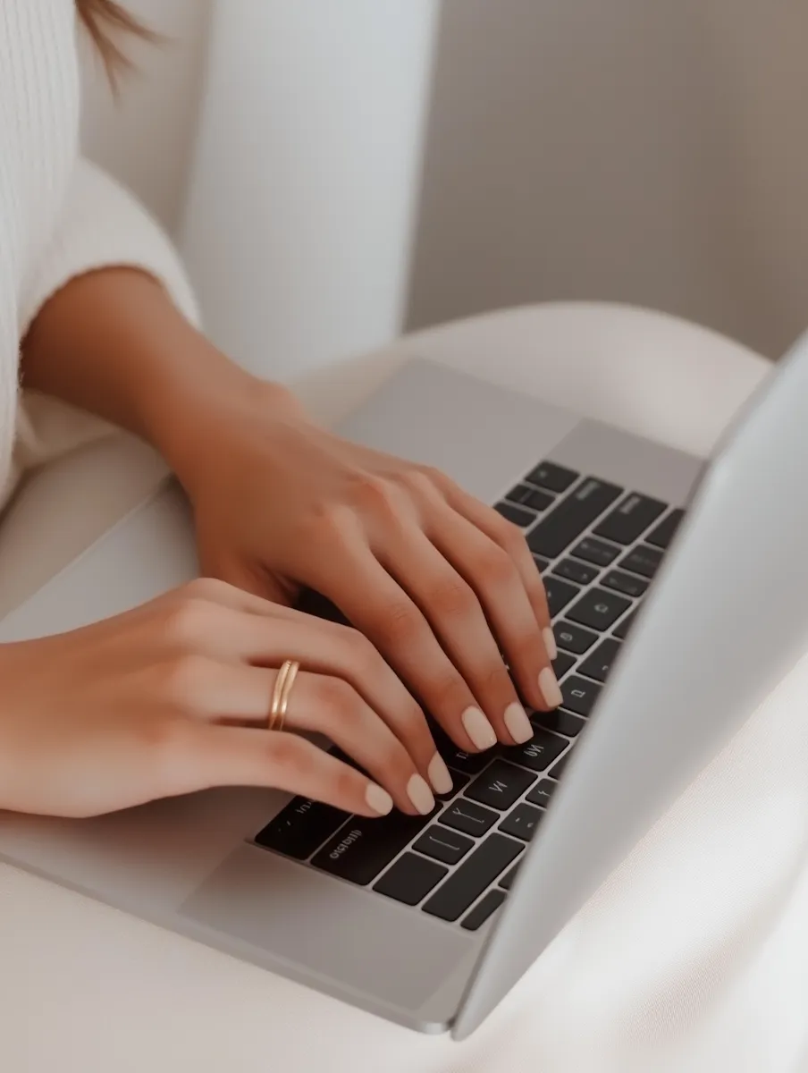 Image of a woman typing on a laptop