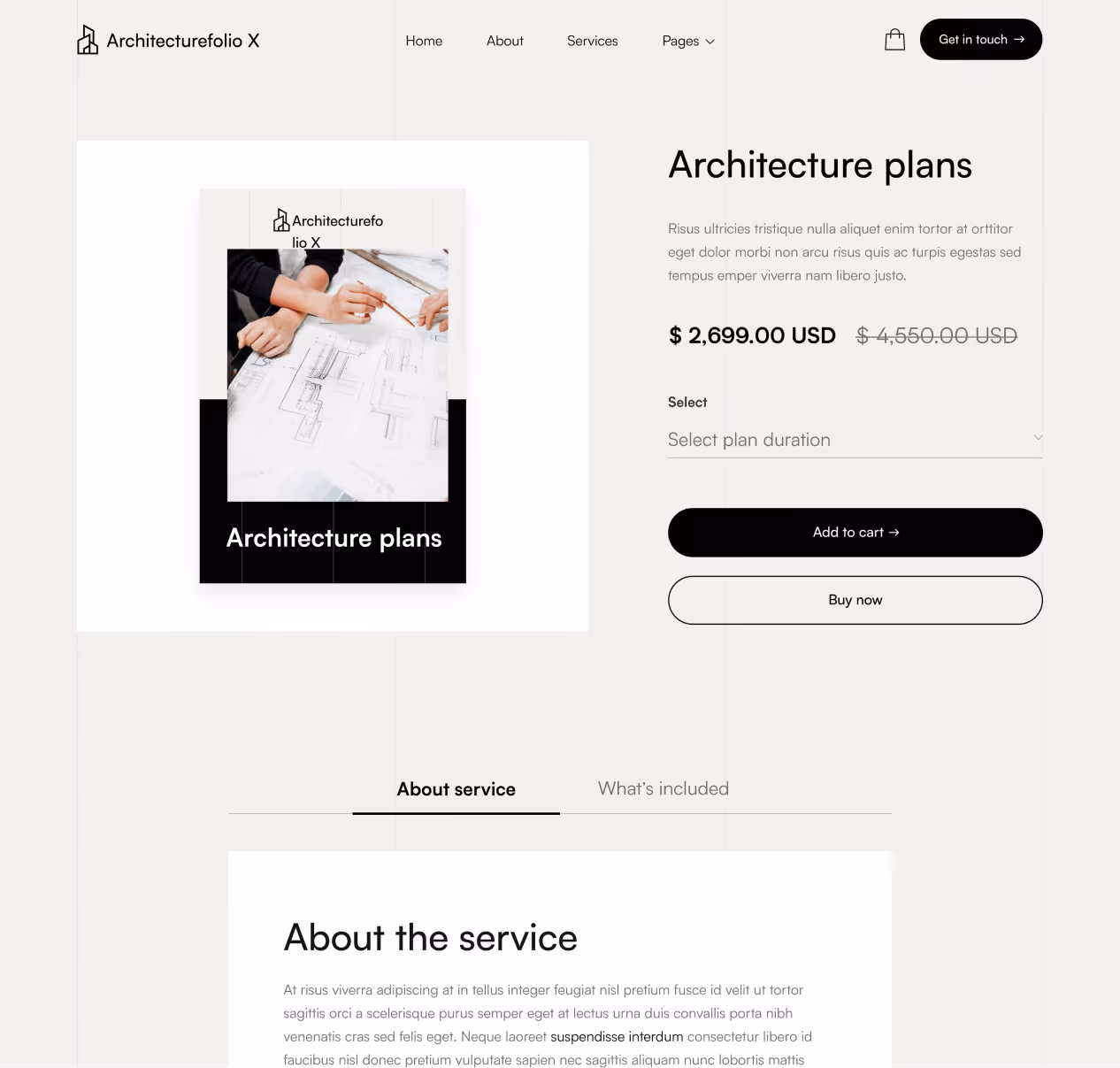 Architecture X - Single Product page - Architecture Webflow Template