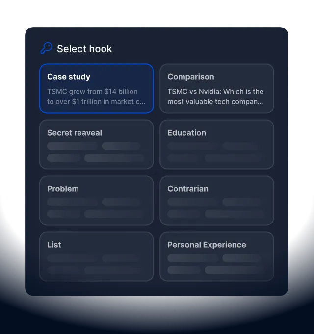 Choose from 9 viral hook formats for every script