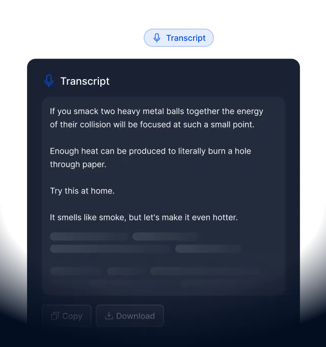 Instantly download the transcript from any video