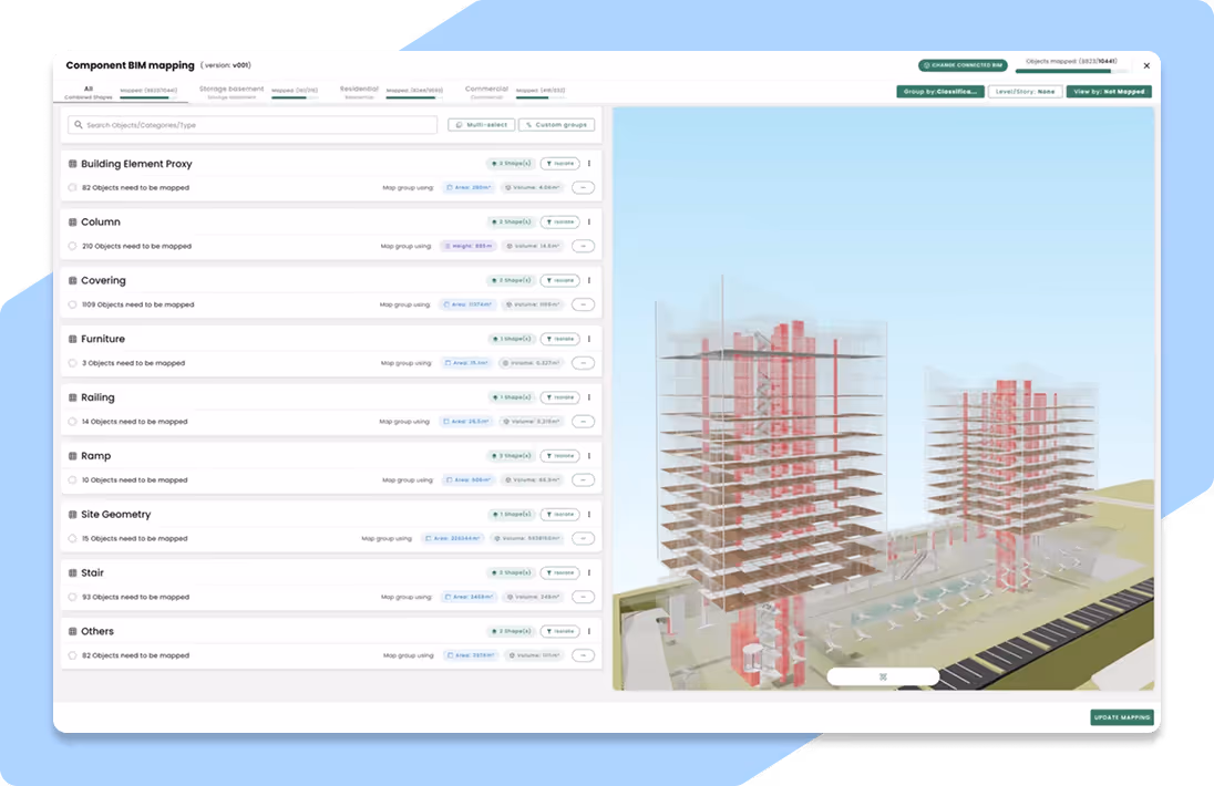 App functionality: Map and modify elements directly in the 3D viewer