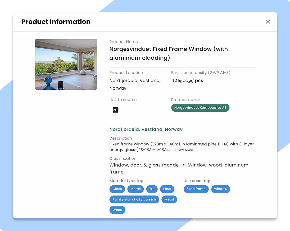 App functionality: Product Information