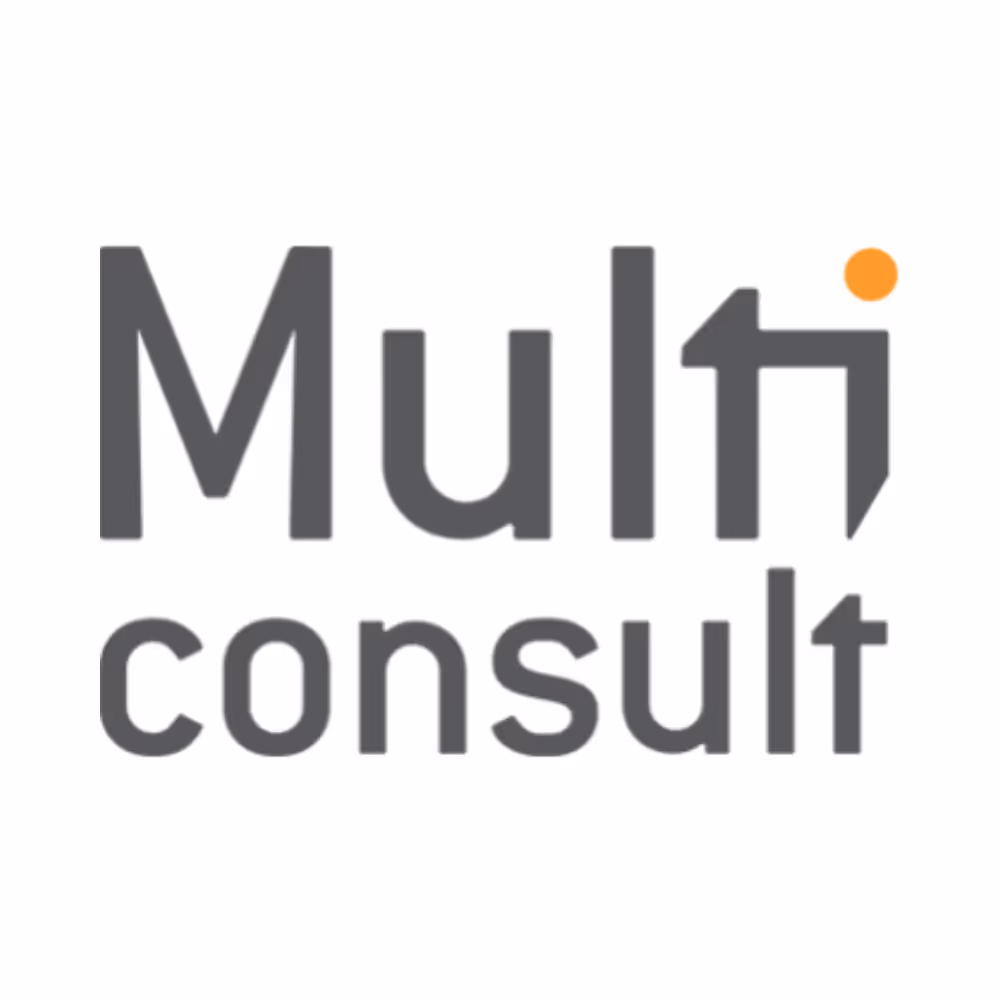 Multiconsult company logo with an orange dot above the letter 'i'.
