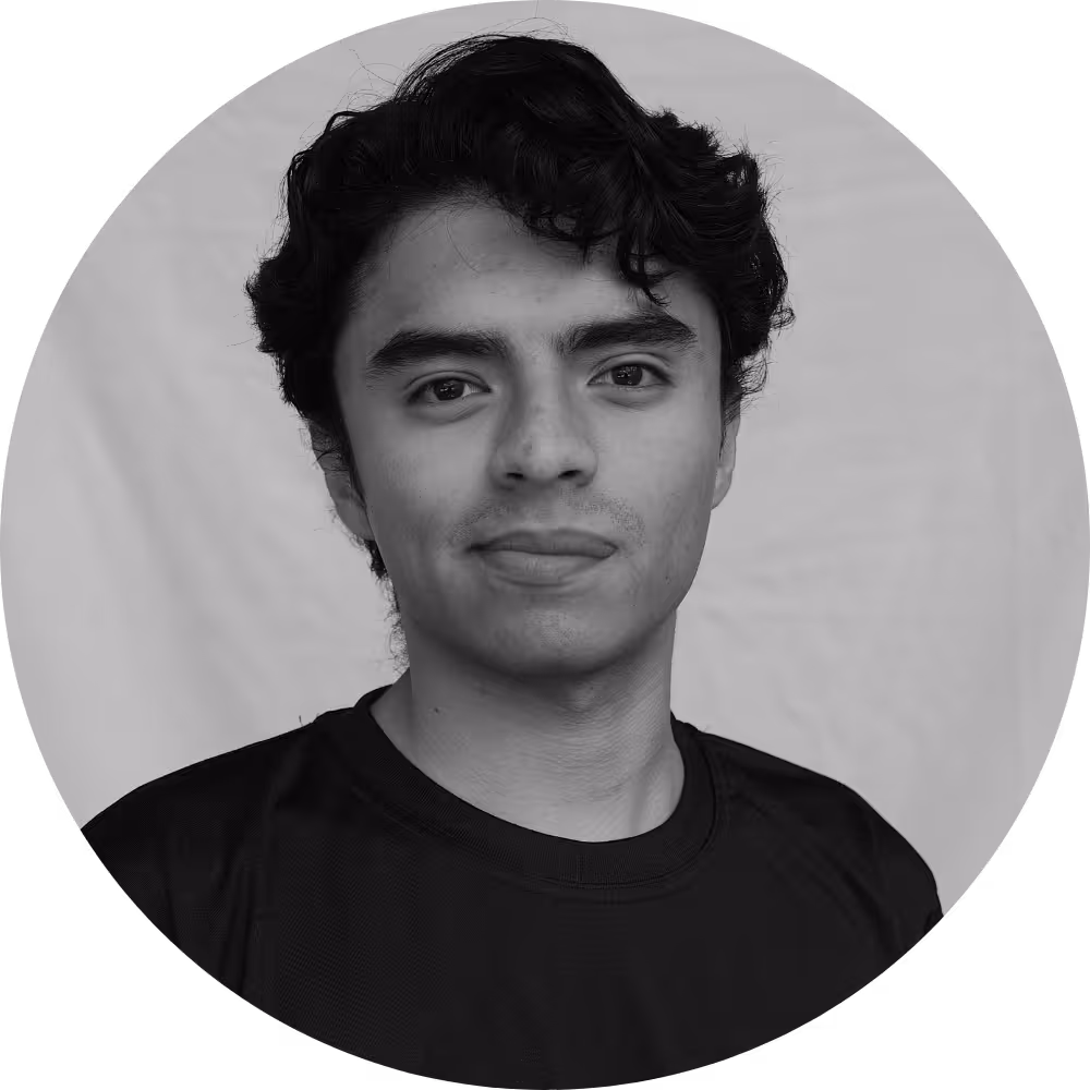 Close-up black and white portrait of Marco Gasca.