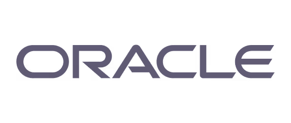 Oracle company logo in gray stylized uppercase letters.