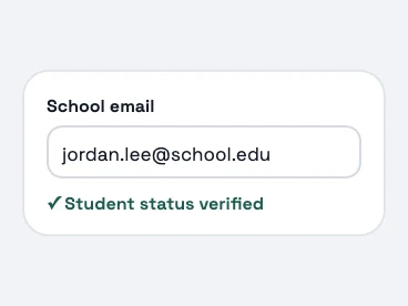 Student signs up with a school email
