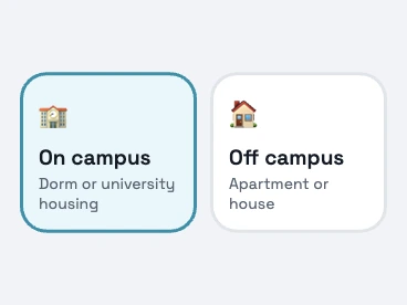 Student chooses on-campus or off-campus housing
