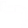 White icon of a bent pipe with a single water droplet falling from its end on a black background.