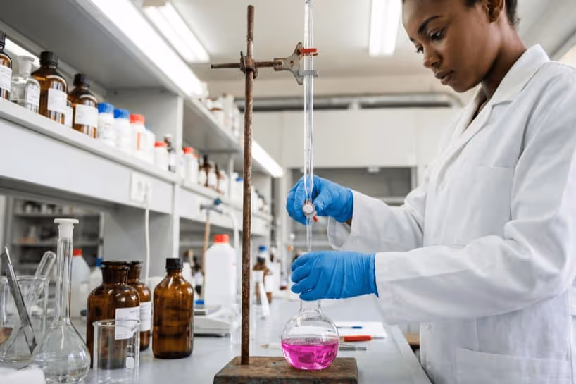 Scientist in lab developing new chemical products