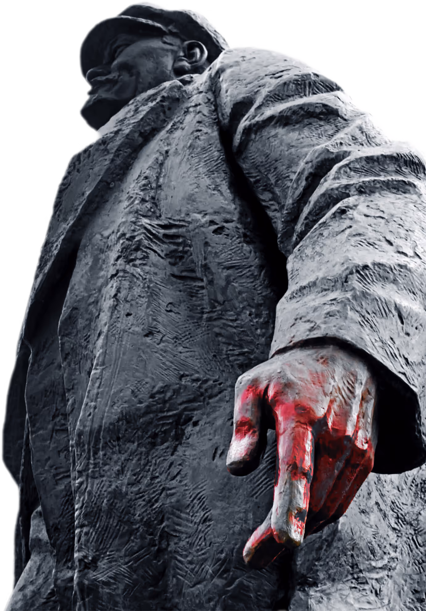 Statue of Vladimir Lenin with a bloody hand