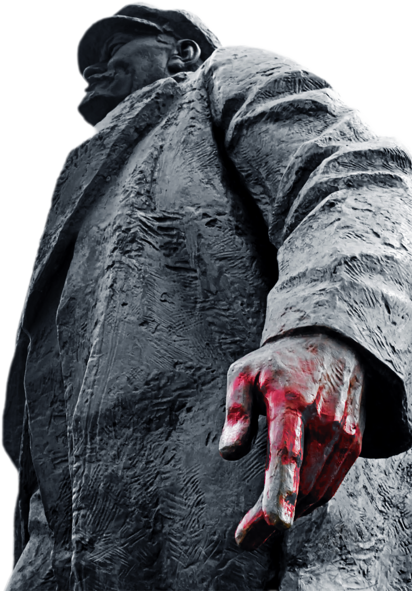 Statue of Vladimir Lenin with a bloody hand