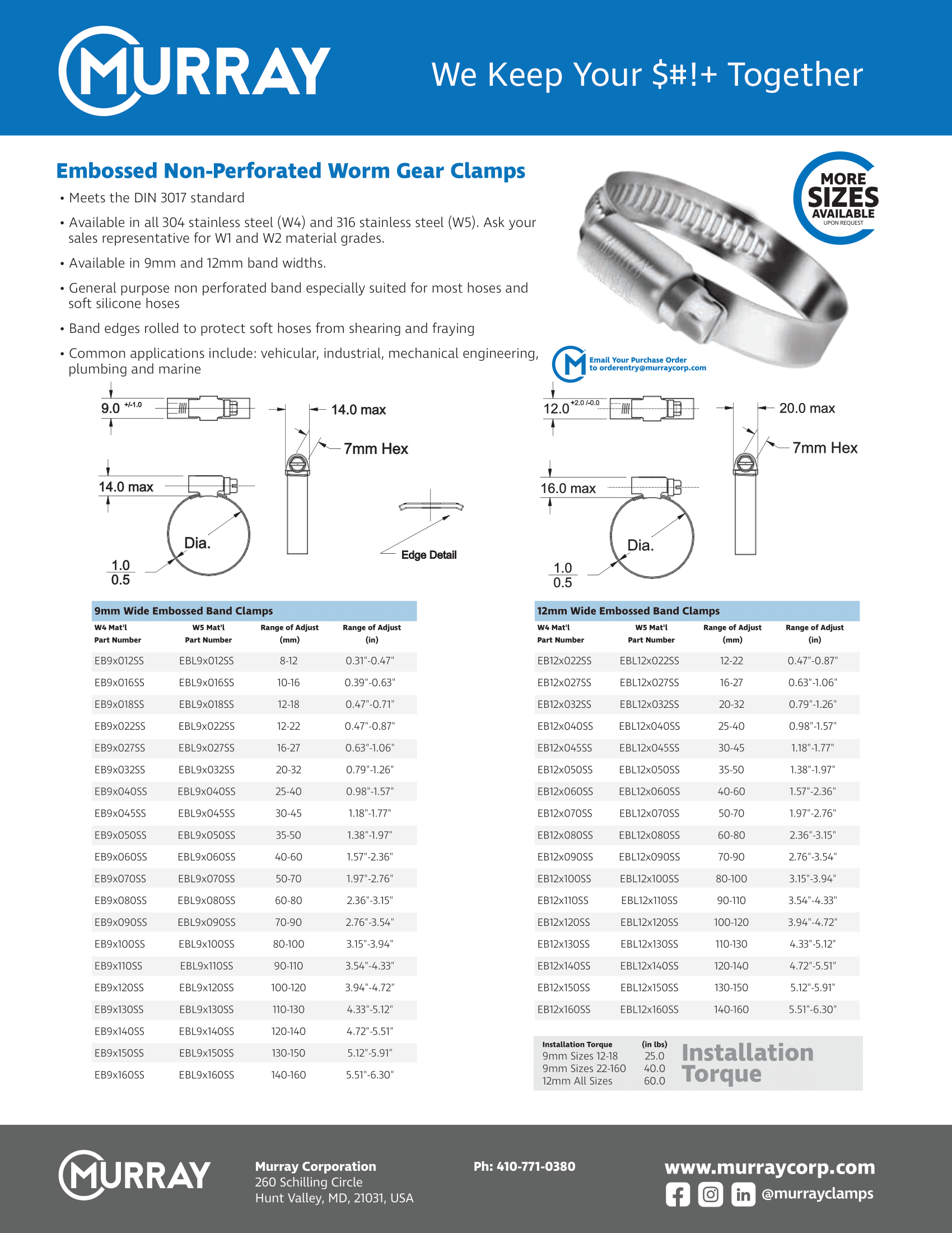 Embossed Worm Drive & Worm Gear Clamps