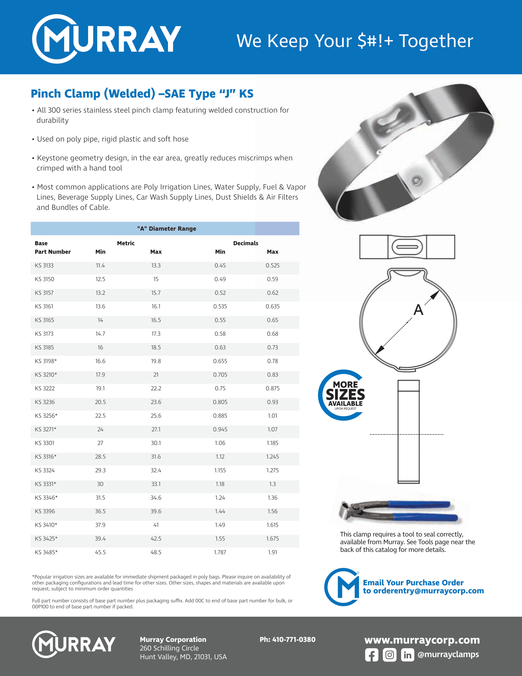 Keystone Ear and Pinch Clamps