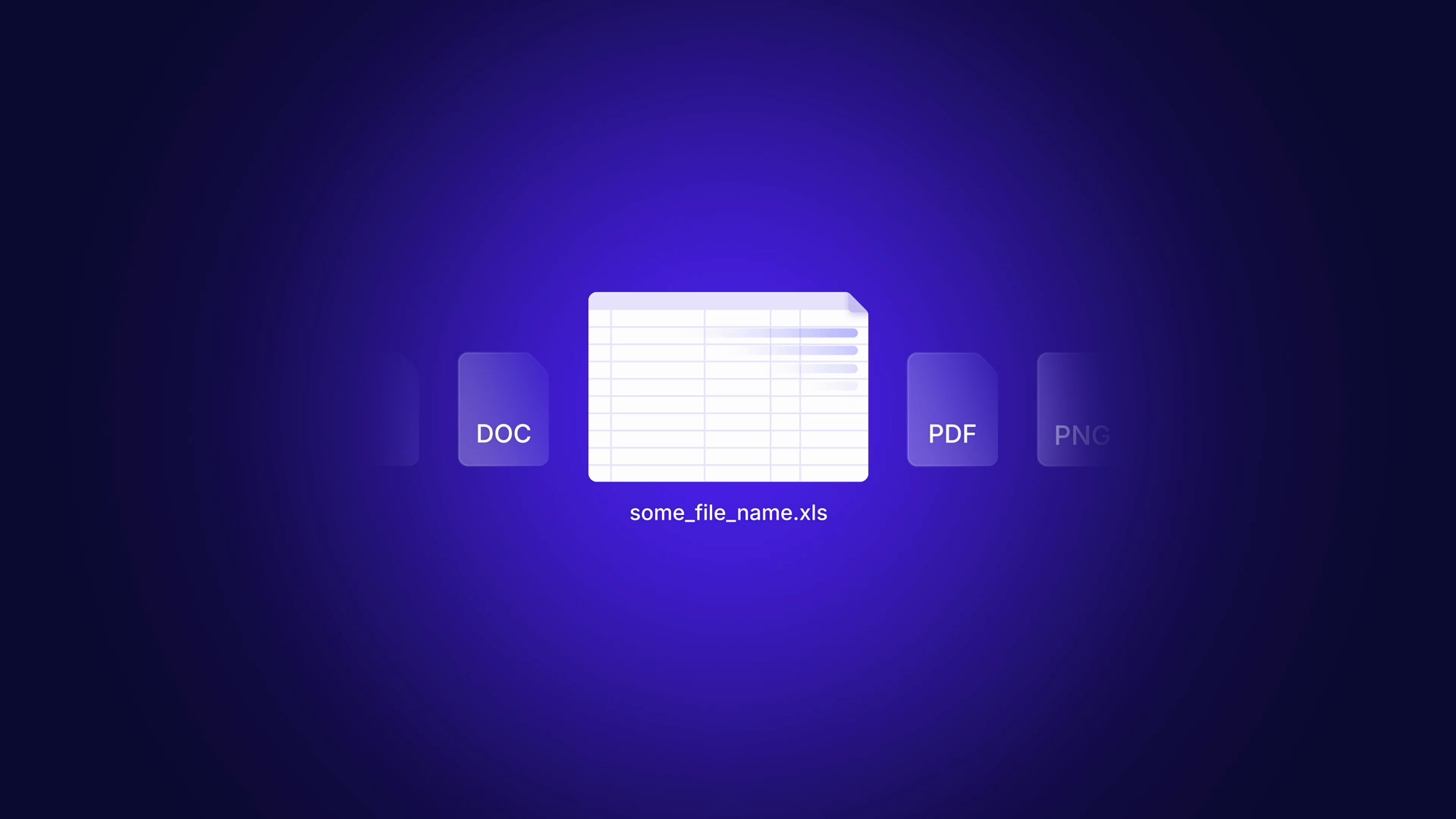 Document formats including DOC, XLS, PDF and PNG, representing the evidence Complyance AI can review