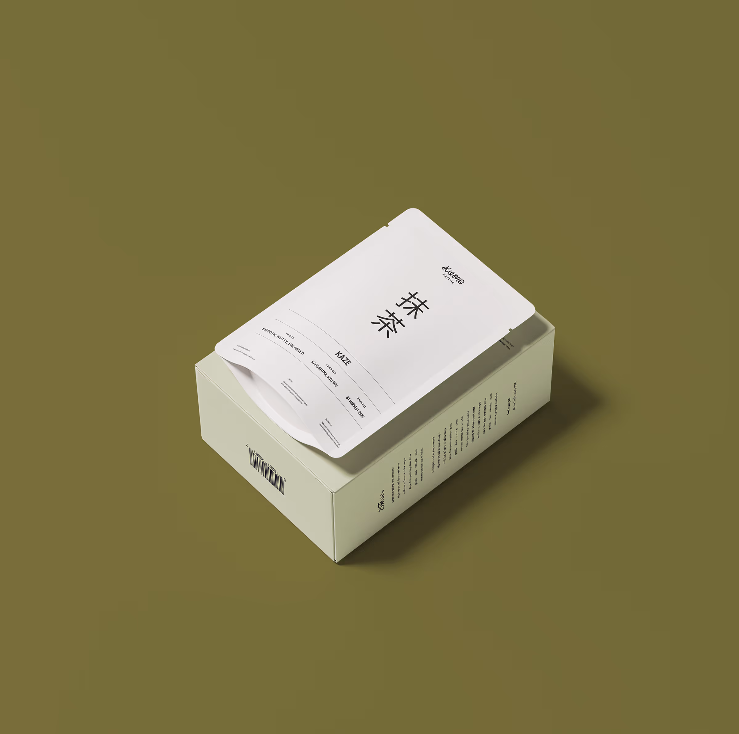 Matcha Product Kaze on a minimalist green background.