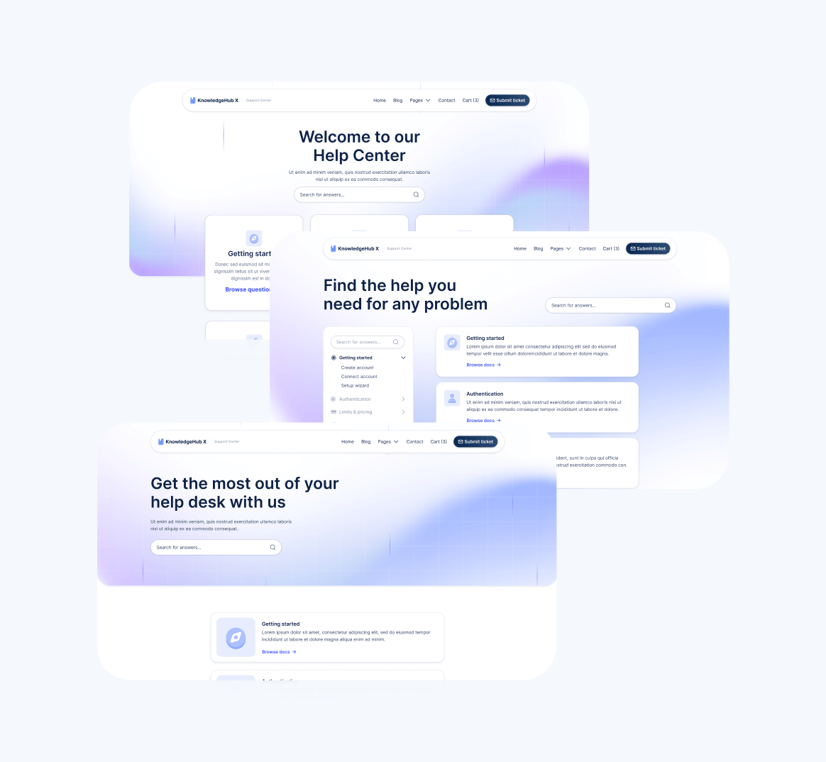 KnowledgeHub X - Sections - Help Center Webflow Template