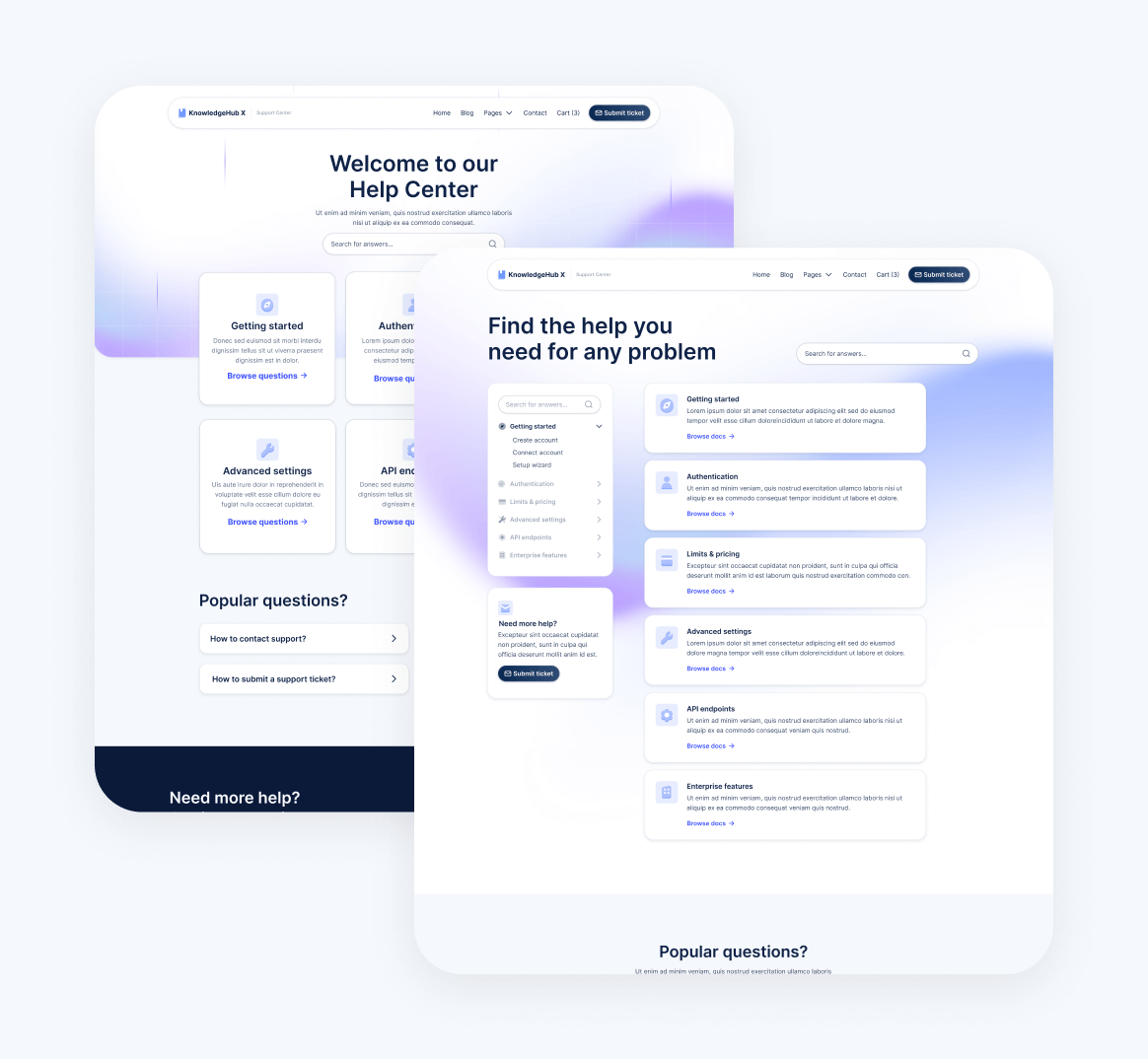 KnowledgeHub X - Pages - Help Center Webflow Template