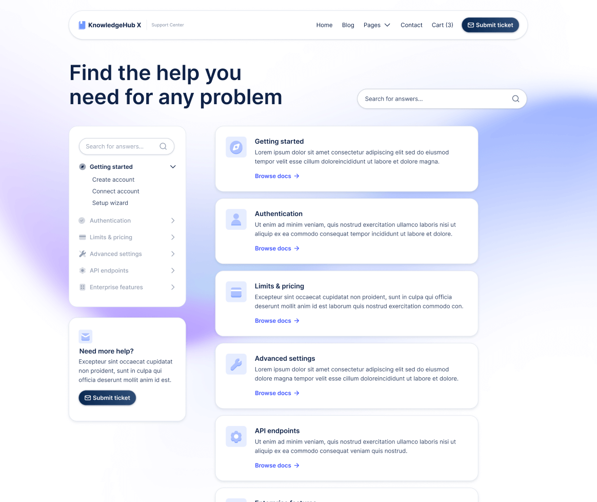 KnowledgeHub X - Home V2 Page - Help Center Webflow Template