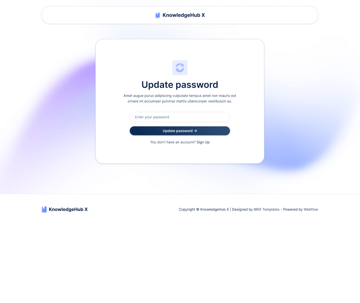 KnowledgeHub X - Update Password Page - Help Center Webflow Template