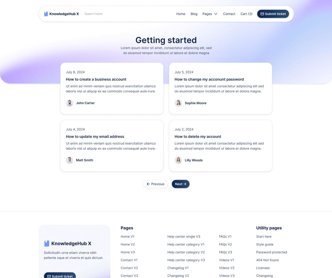 KnowledgeHub X - Help Center Category V3 Page - Help Center Webflow Template