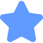 Solid blue five-point star icon on white background.