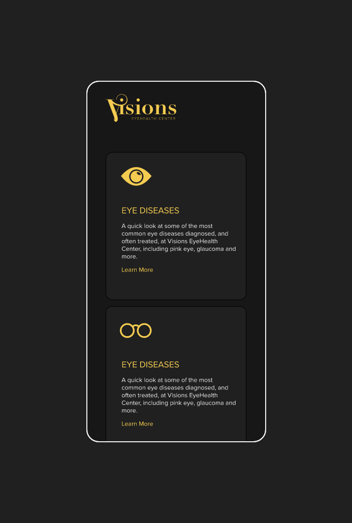 Visions Eyehealth Center Custom Website Design
