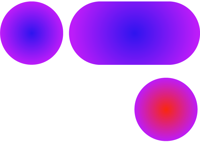 Three colored circles and ovals