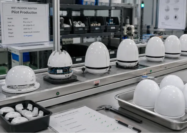 Pilot production line assembling Wi-Fi routers