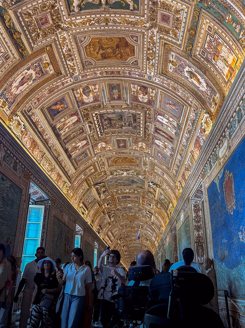 Very detailed ceiling inside the Vatican Museum
